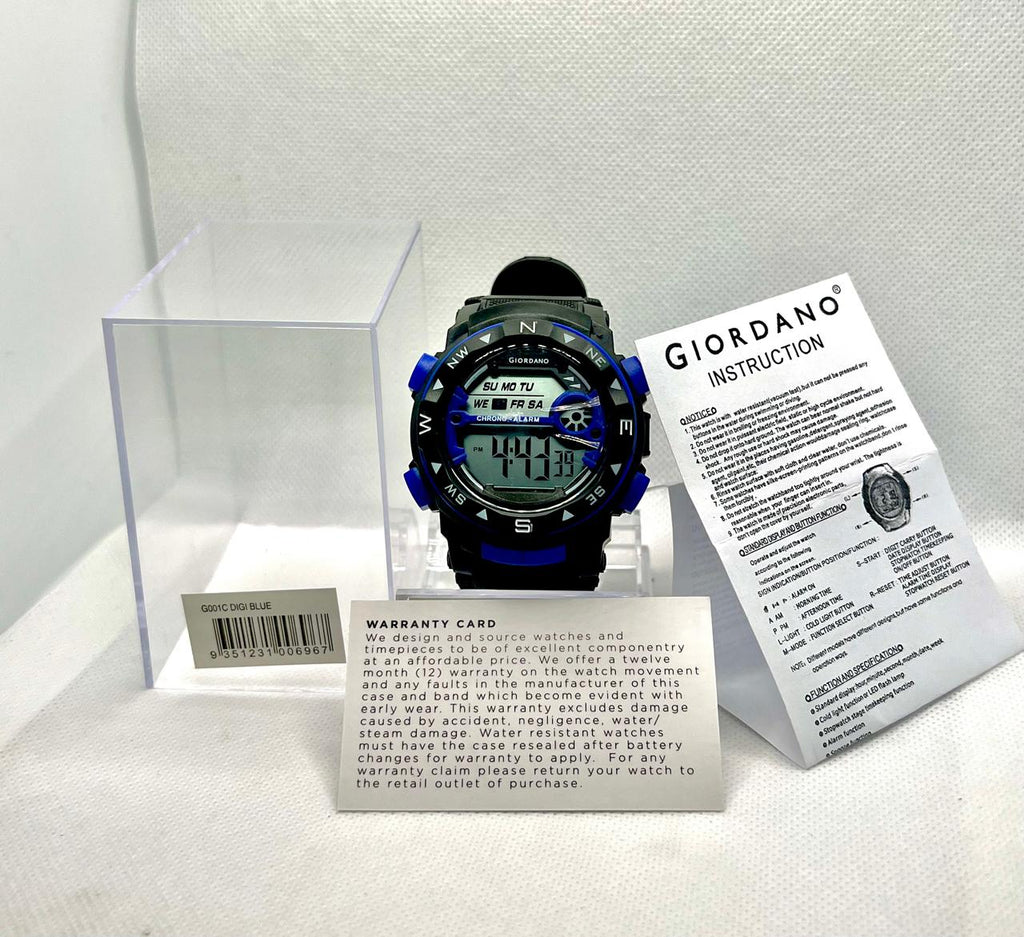 Giordano Digital Men’s Watch (Black & Blue Combo)