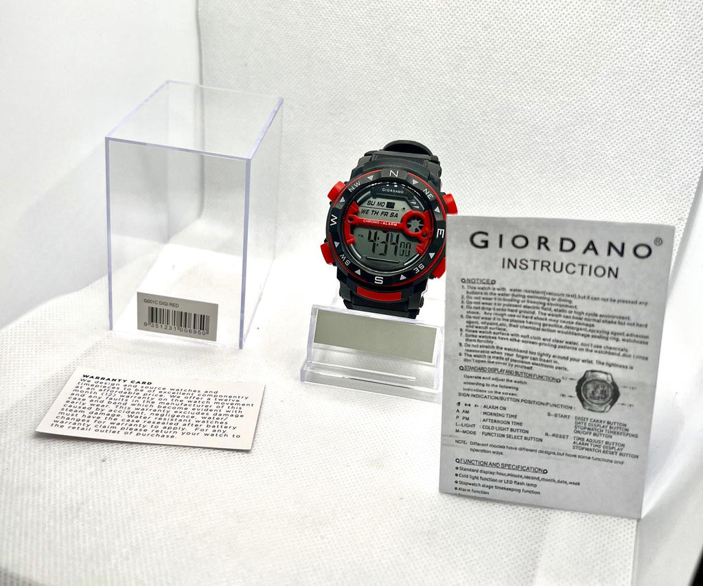 Giordano Digital Men’s Watch (Black & Red Combo)