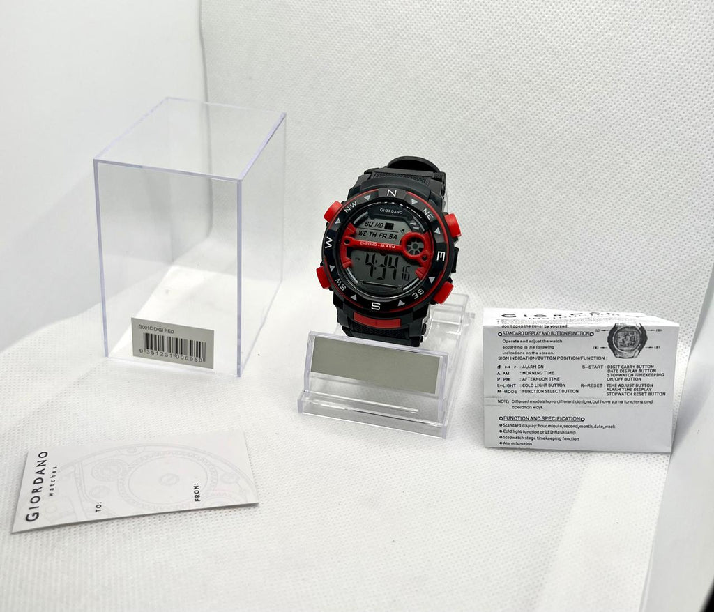 Giordano Digital Men’s Watch (Black & Red Combo)