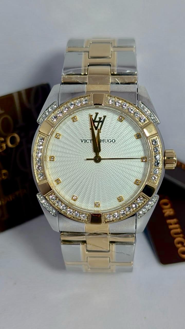 Two Tone Gold White Diamond Cut Dial 