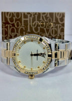 Two Tone Gold White Diamond Cut Dial 
