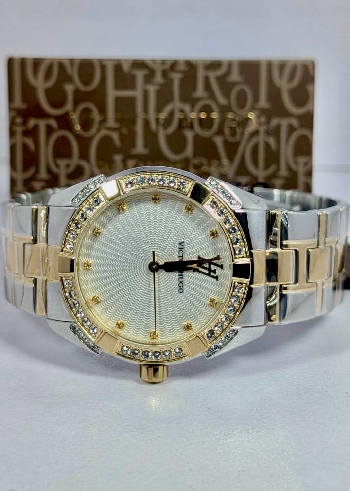 Two Tone Gold White Diamond Cut Dial 