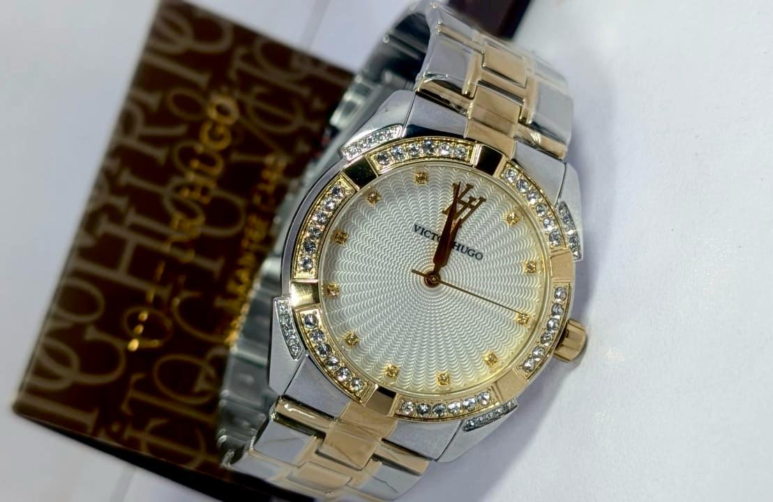 Two Tone Gold White Diamond Cut Dial 