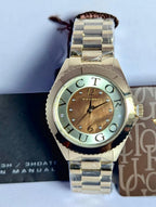 Victor Hugo Brown Dial Gold Chain Watch