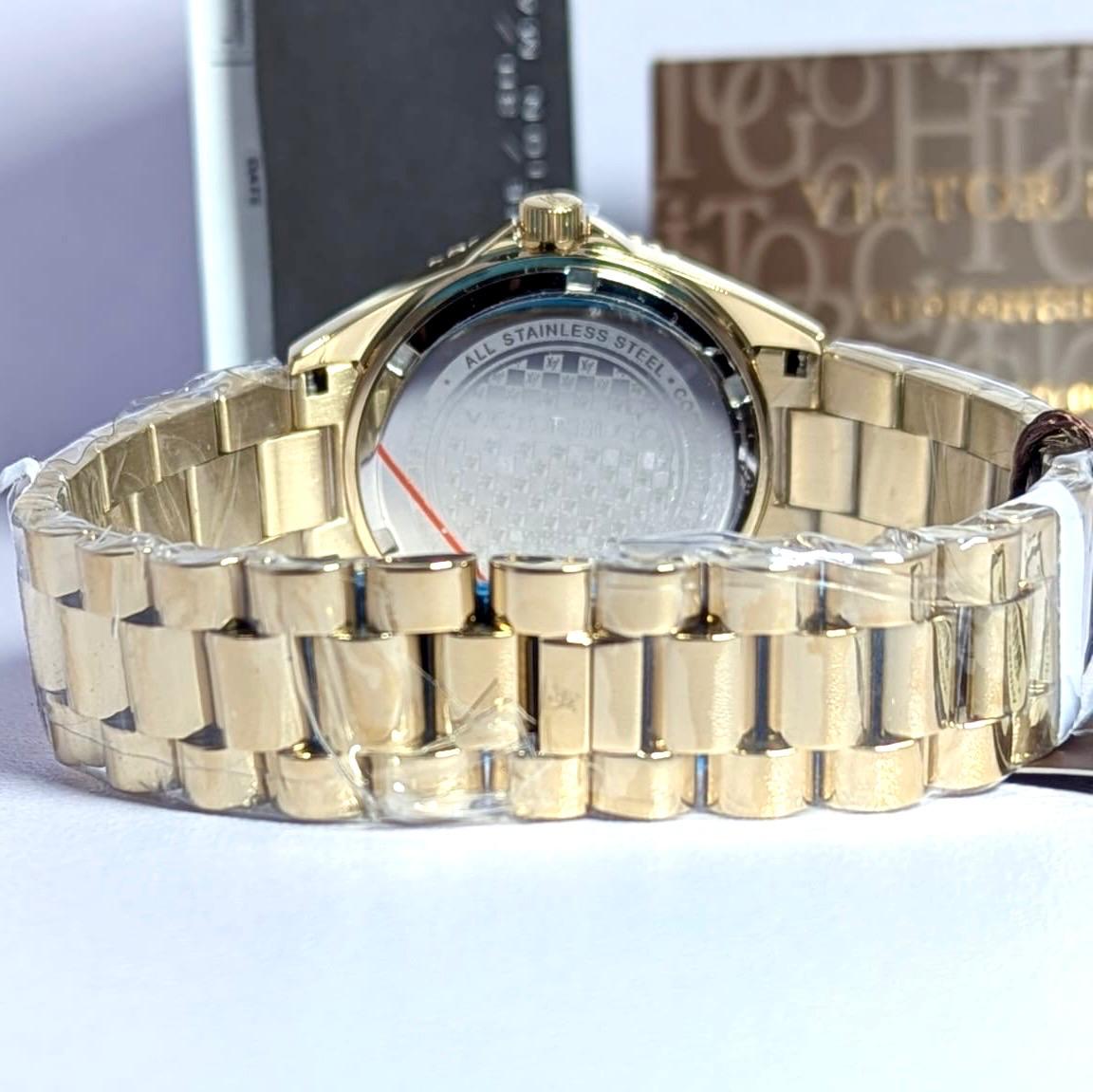 Victor Hugo Brown Dial Gold Chain Watch