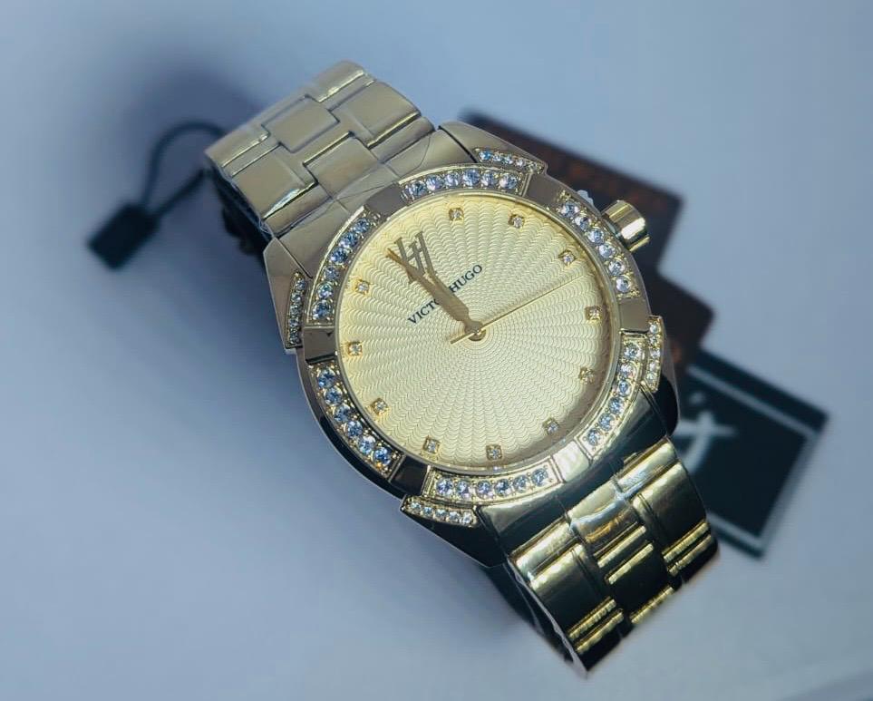 Victor Hugo Gold Dial Gold Chain Watch