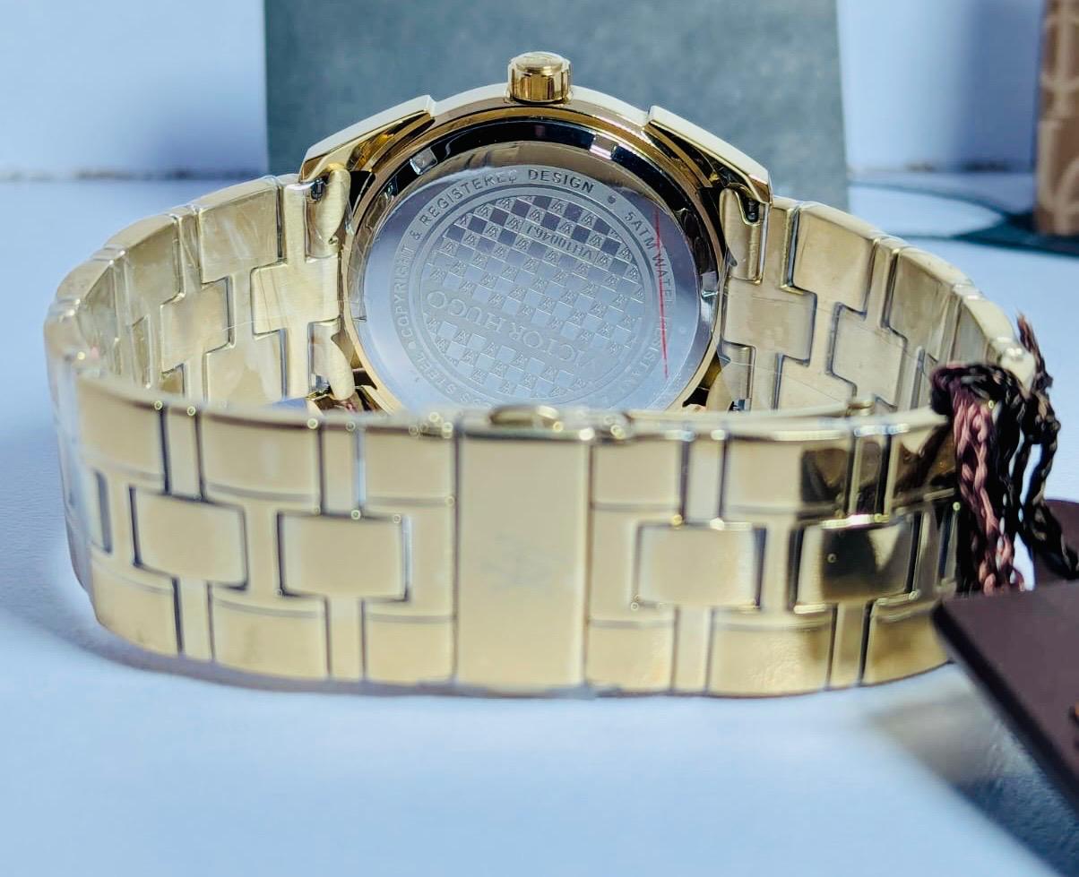 Victor Hugo Gold Dial Gold Chain Watch