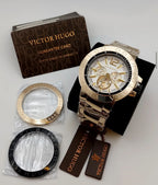 Victor Hugo White Dial with Gold Chain