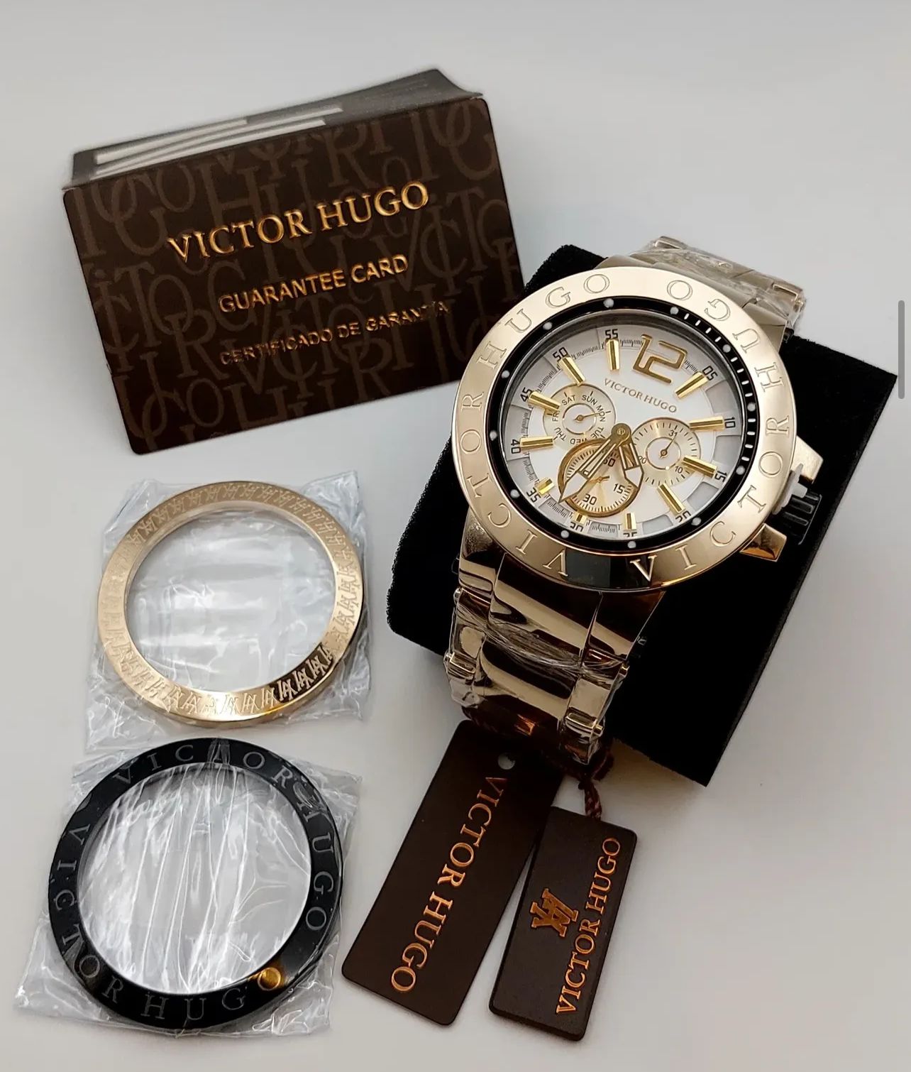 Victor Hugo White Dial with Gold Chain