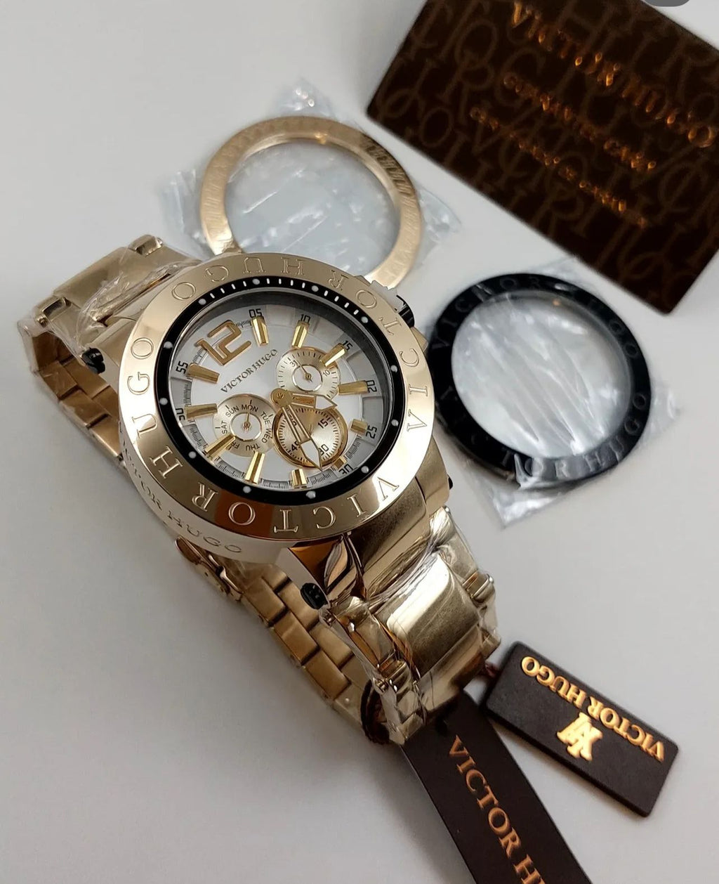 Victor Hugo White Dial with Gold Chain