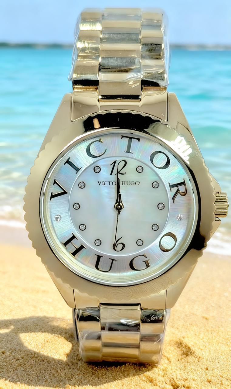 White Dial With Gold chain