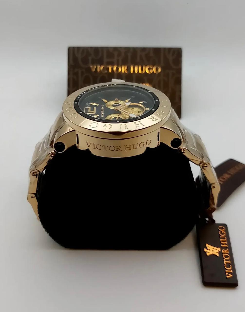 Victor Hugo Black Dial with Gold Chain